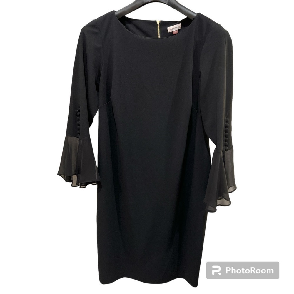 Calvin Klein Black Pencil Dress Flare Sleeve 1X